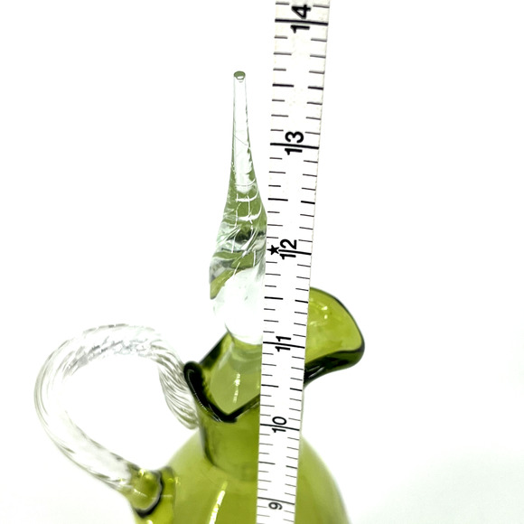 Vintage Enesco Green Italian Hand Blown Glass Decanter With Stopper - Picture 7 of 8